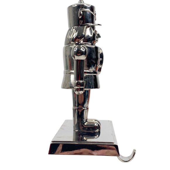 *SOLD* Nutcracker Christmas Stocking Hanger Hook Holder Fireplace Mantel Silver - Picture 5 of 9